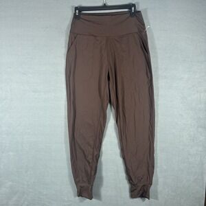 GRADUAL Women's M Brown Activewear Jogger Pants High Waist Pockets Elastic Waist